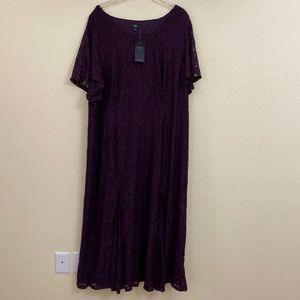 Joanna Hope Dark Purple Lined Lace Dress